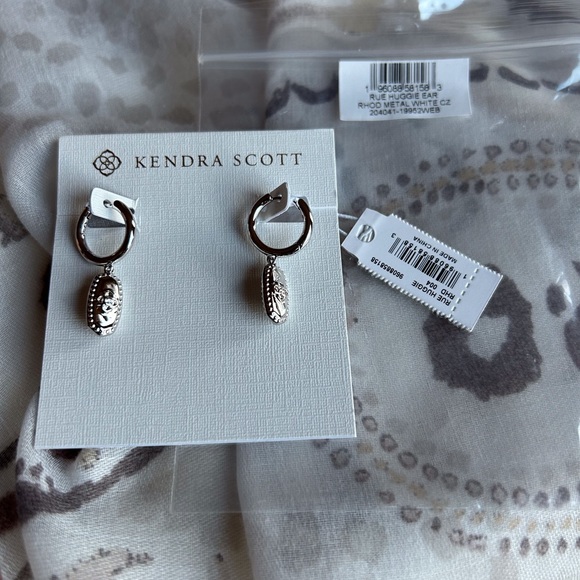 ***SOLD***  Kendra Scott Rue huggie earrings in Silver.  Brand New! - Picture 2 of 2